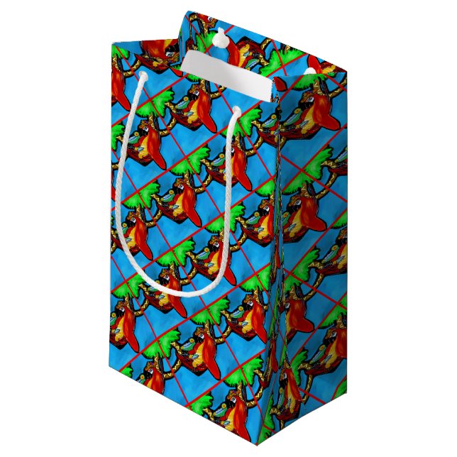 SACOLA PARA PRESENTES PEQUENA PAPAGAIO DE FESTA (Frente inclinada)