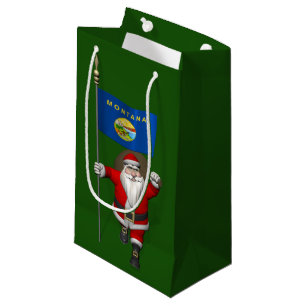 Sacola Para Presentes Pequena Papai Noel com a bandeira de Montana