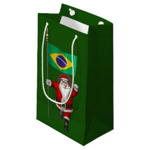 Sacola Para Presentes Pequena Papai Noel Com Alferes Do Brasil