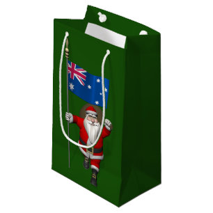 Sacola Para Presentes Pequena Papai Noel Com Bandeira Da Austrália