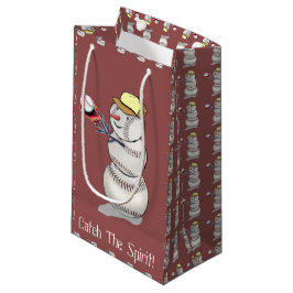 Sacola Para Presentes Pequena Papai Noel de Beisebol Natal