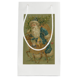 Sacola Para Presentes Pequena Papai noel do vintage com árvore