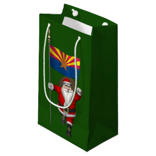 Sacola Para Presentes Pequena Papai Noel patriótico com a bandeira da arizona