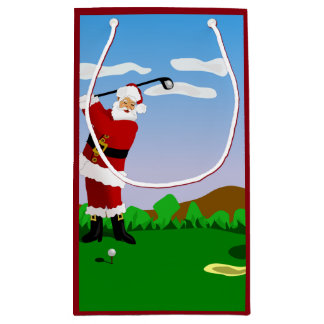 Sacola Para Presentes Pequena Papai noel que joga o golfe