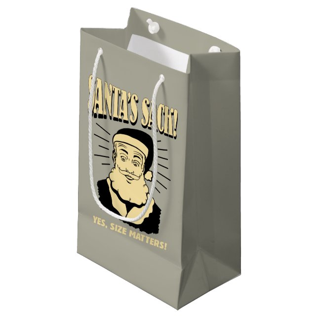 Sacola Para Presentes Pequena Papai noel: Sim, Tamanho Importa (Frente inclinada)