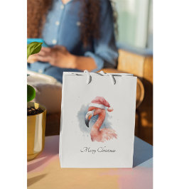 Sacola Para Presentes Pequena Papai noel Snowbird Flamingo, personalizado