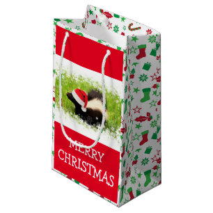Sacola Para Presentes Pequena Papais noeis com padrão de Natal