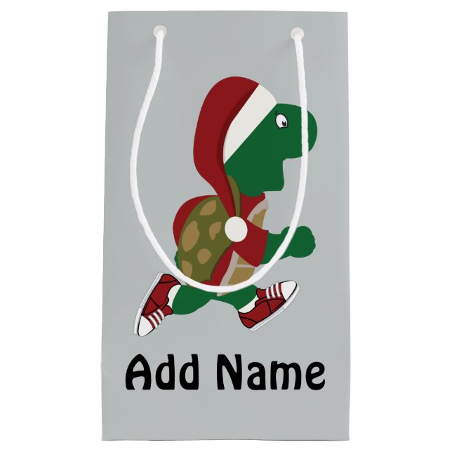 Sacola Para Presentes Pequena Papais noeis com tartaruga (Frente)