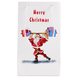 Sacola Para Presentes Pequena Papais noeis de Bodybuilder de presentes Natal com
