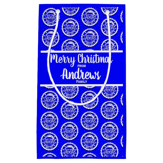 Sacola Para Presentes Pequena Papais noeis de Natal Postam personalizáveis em az (Frente)