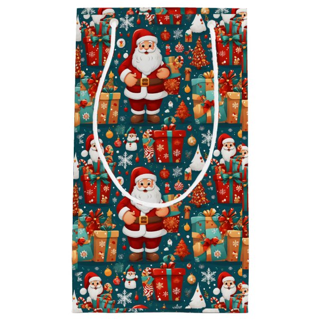 Sacola Para Presentes Pequena Papais noeis Festivos Delícia (Frente)