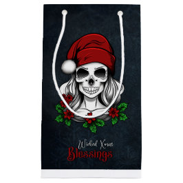 Sacola Para Presentes Pequena Papais noeis Gótica Whimsical Natal Skull