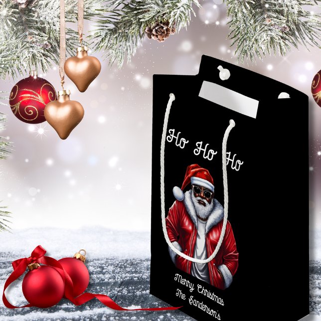 Sacola Para Presentes Pequena Papais noeis negros modernos Legal Natal Afro-Amer (Criador carregado)