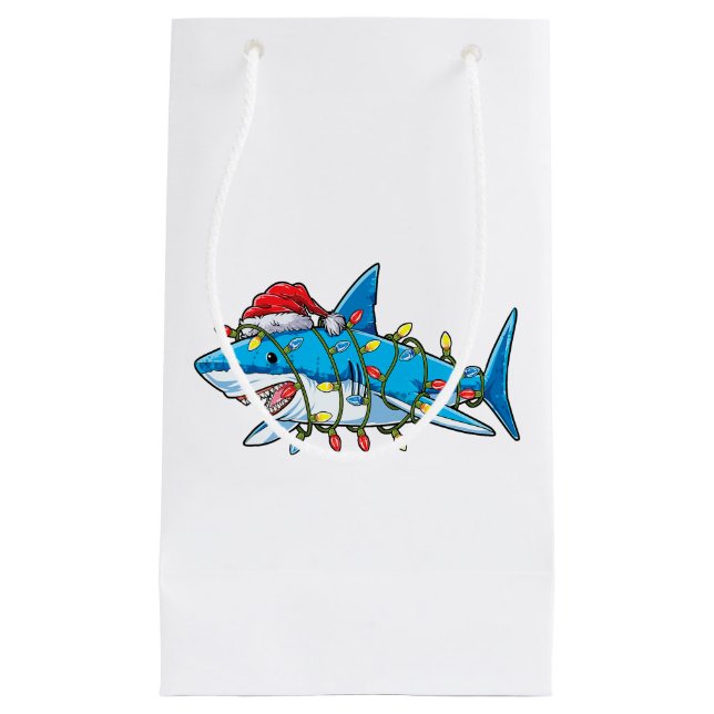 Sacola Para Presentes Pequena Papais noeis Nozes de Natal Sharkmas Árvore Xmas B (Frente)