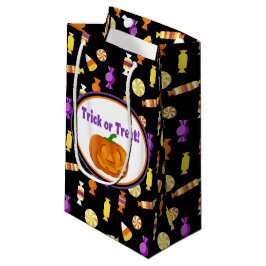 Sacola Para Presentes Pequena Papel de Halloween com Padrão de Doces para Gular