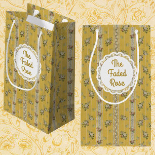 Sacola Para Presentes Pequena Papel de Parede Antigo Amarelo Personalizado Vinta