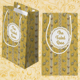 Sacola Para Presentes Pequena Papel de Parede Antigo Amarelo Personalizado Vinta