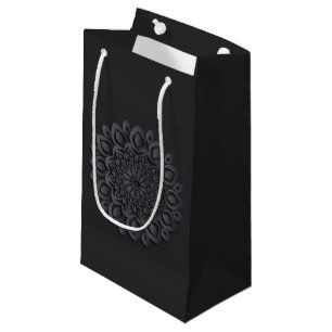 Sacola Para Presentes Pequena Papel Preto Contemporâneo Cortar Mandala