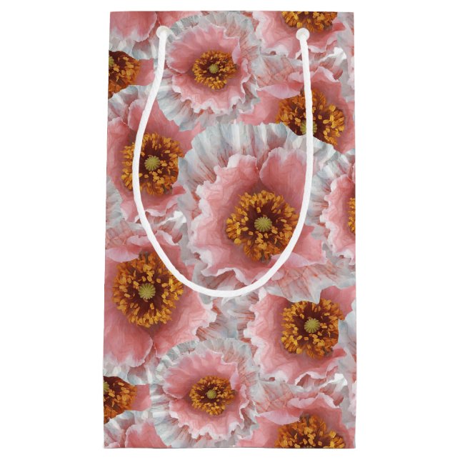 Sacola Para Presentes Pequena papoila rosa (Frente)