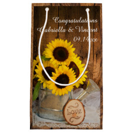 Sacola Para Presentes Pequena Parabéns de Casamento Rustic Sunflower Garden