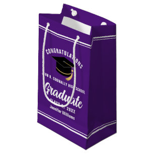 Sacola Para Presentes Pequena Parabéns Graduado Festa de Graduação Roxa