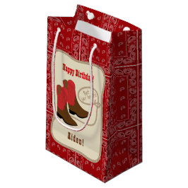Sacola Para Presentes Pequena Parabéns Red Cowboy Boots & Bandana