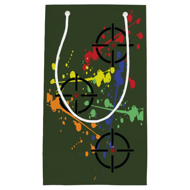 Sacola Para Presentes Pequena Partido de Paintball Verde do Exército (Frente)