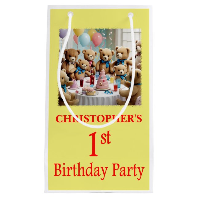 Sacola Para Presentes Pequena Partido do primeiro aniversario (Frente)