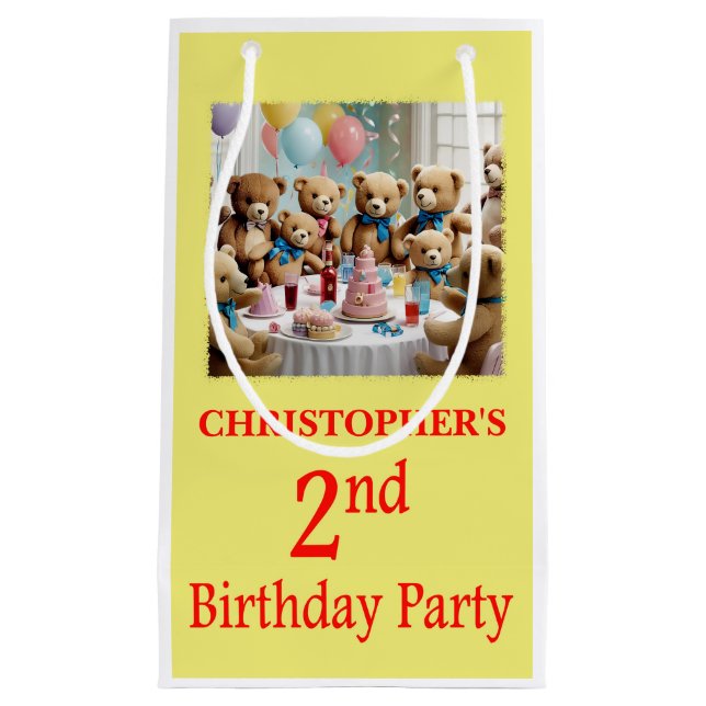 Sacola Para Presentes Pequena Partido do segundo aniversário (Frente)