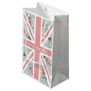 Sacola Para Presentes Pequena Partido floral de Union Jack dos rosas ingleses