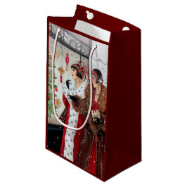 Sacola Para Presentes Pequena Partido retro das senhoras do natal vintage do art