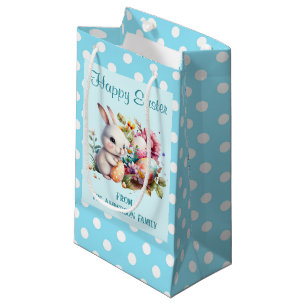 Sacola Para Presentes Pequena Páscoa de Borda de Bolinhas Bunny