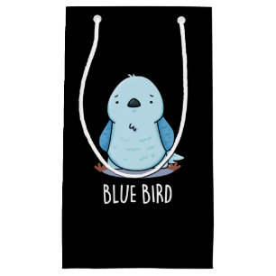 Sacola Para Presentes Pequena Pássaro Azul Piada Animal Engraçado Fundo Escuro