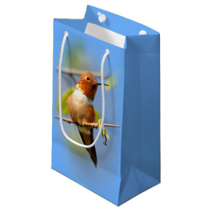 Sacola Para Presentes Pequena Pássaro Hummingave Rufo e Atormentante no Sol