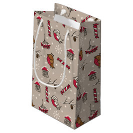 Sacola Para Presentes Pequena Pássaros De Natal Woodland 'Casa Para Os Feriados'