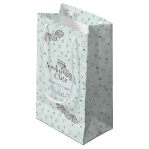Sacola Para Presentes Pequena Pastel Mint Bats Spooky Cute