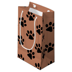Sacola Para Presentes Pequena Pata-Cão Imprime Castanho