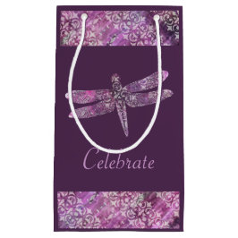 Sacola Para Presentes Pequena Patina roxo: Libélula