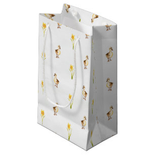 Sacola Para Presentes Pequena Patos E Daffodils Incline-se em Primavera