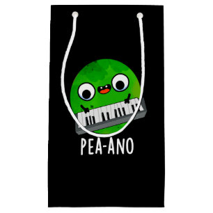 Sacola Para Presentes Pequena Pea-ano Música Engraçada Veggie Pea Pun Dark BG