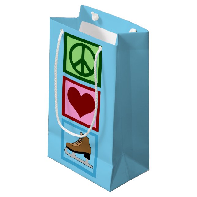 Sacola Para Presentes Pequena Peace Love Sking Skates De Gelo (Frente inclinada)