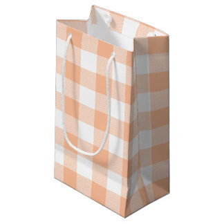 Sacola Para Presentes Pequena Peach e White Country Gingham