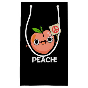Sacola Para Presentes Pequena Peach Funny Peace Fruta Pun Dark BG