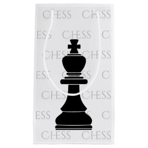 Sacola Para Presentes Pequena Peça Clássica Chess King Preta Moderna, Branca