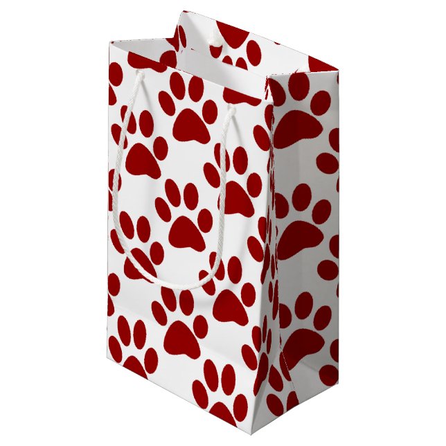 Sacola Para Presentes Pequena Pegada Vermelha (Frente inclinada)