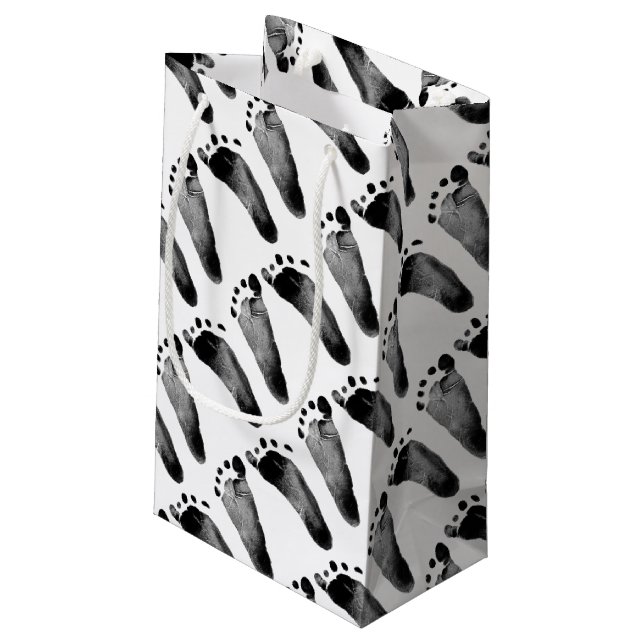 Sacola Para Presentes Pequena pegadas de criança (Verso inclinado)