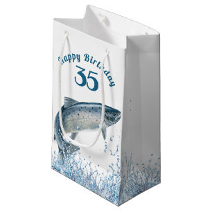 Sacola Para Presentes Pequena Peixe Grande Em Água 35.º Aniversário Pequeno S