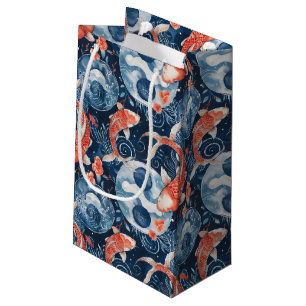 Sacola Para Presentes Pequena Peixe Japonês Em Aquarela