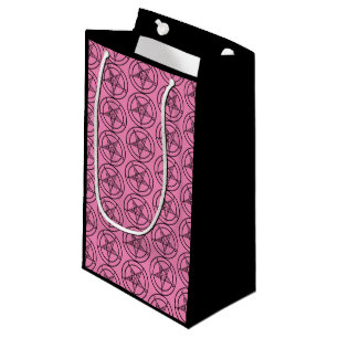 Sacola Para Presentes Pequena Pentagrama de Baphomet rosa