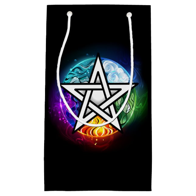 Sacola Para Presentes Pequena Pentagrama do Wiccan (Frente)